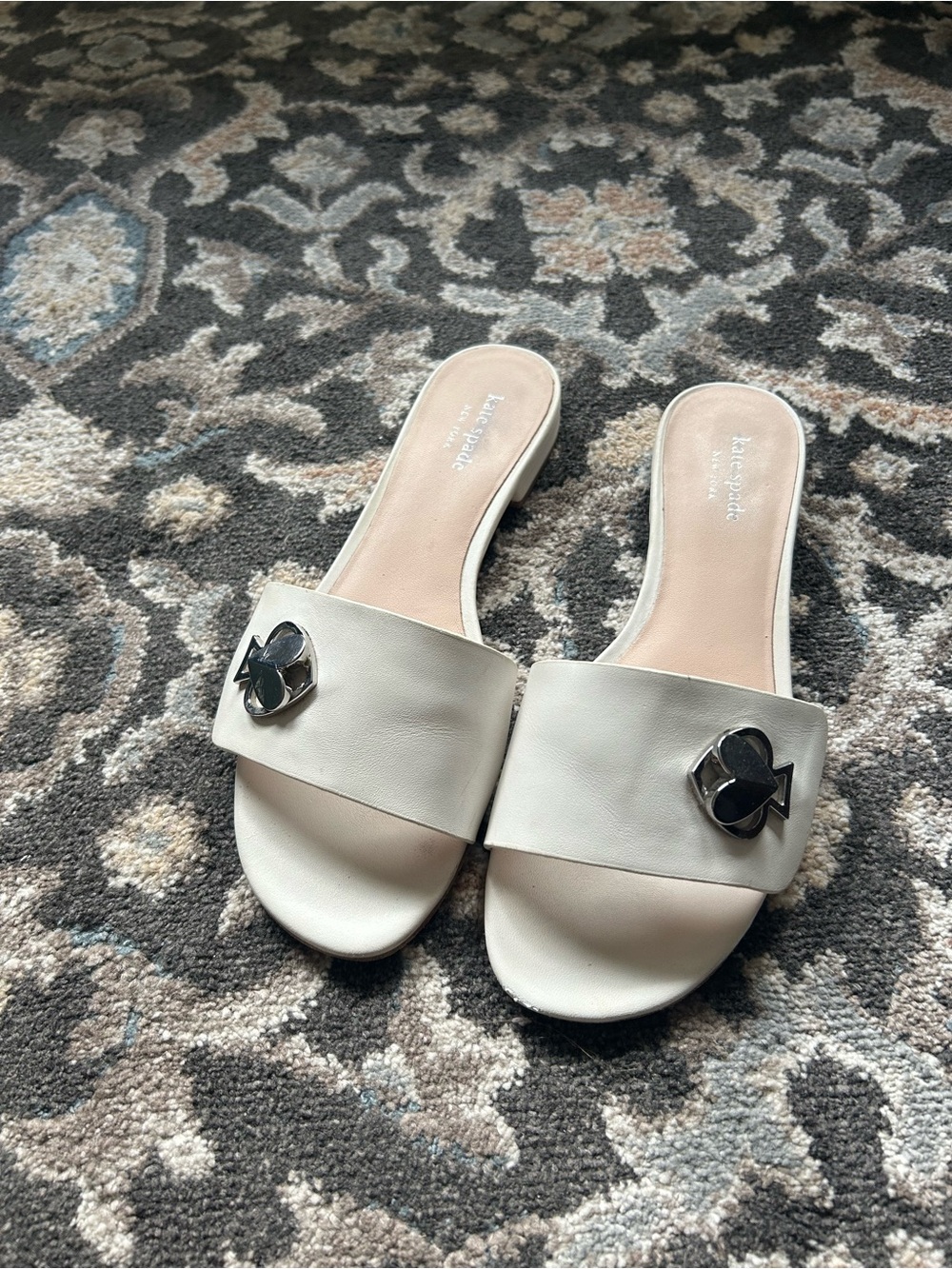 White Kate Spade slides